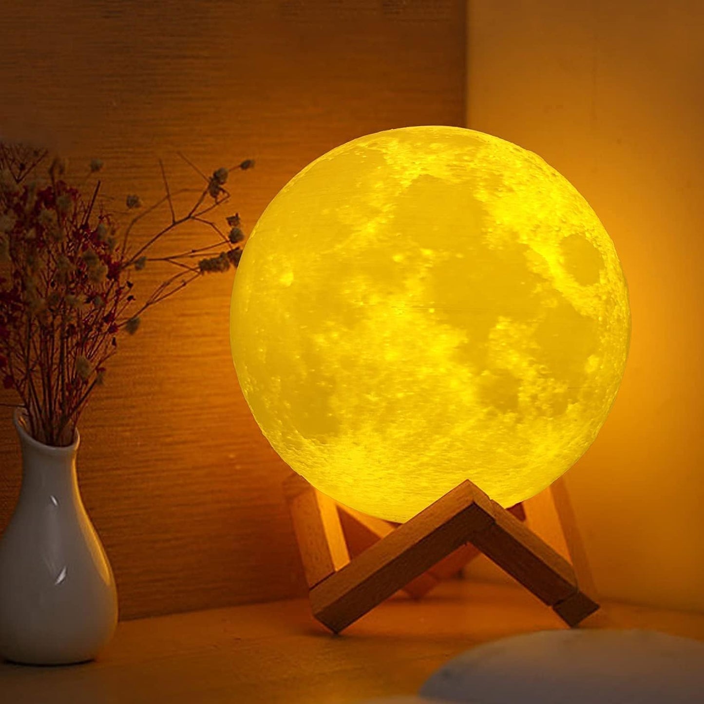 DiyaNLights 3D Moon Lamp 7 Colour Changeable Sensor Moon Night Light,Touch Control,Moonlight Lamp with Stand&USB for Bedrooms Valentine Gifts,Festival Gifts,New Year Gifts,Wedding Gifts(18 Cm)