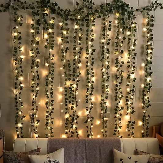 Specialyou.In Special You Aesthetic Room Decor Items, Home Decor Items With Fairy Lights For Bedroom Artificial Vines, Green Leaves (86 Inch) (4 Green Vines & 1 Led Light)